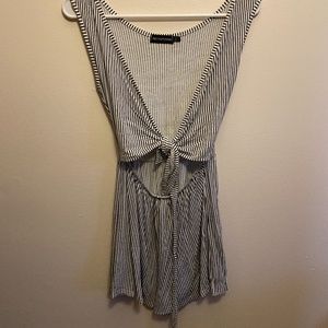 PrettyLittleThing Black/White Striped Romper